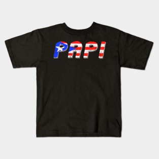 Papi Puerto Rico Boricua Flag Camiseta Kids T-Shirt